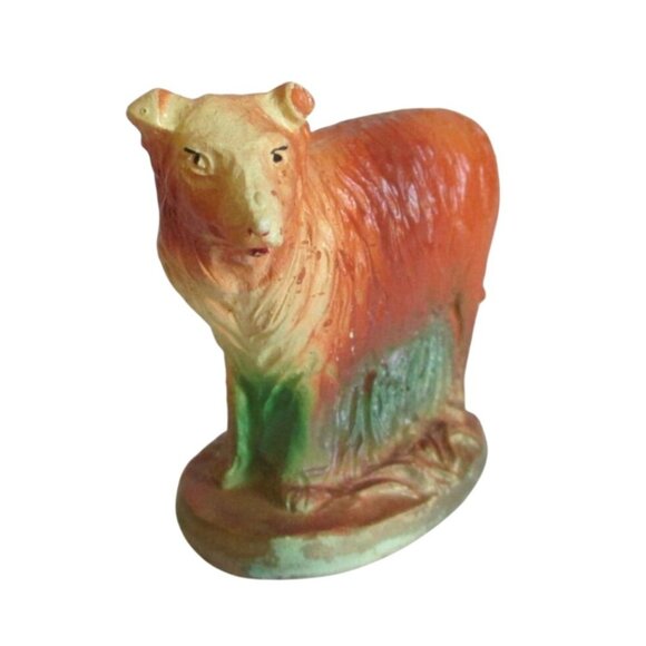 AS IS Vintage Nativity Dog Hand-Painted Chalkware Figurine - Picture 2 of 7